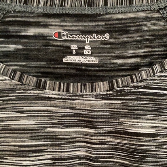 Champion Tee long sleeve striped black and gray Size Large - Picture 2 of 8